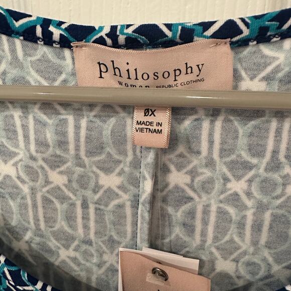 Philosophy Republic Clothing Women’s Geometric Print Knit Top Blue Plus Size 0X - Picture 6 of 6